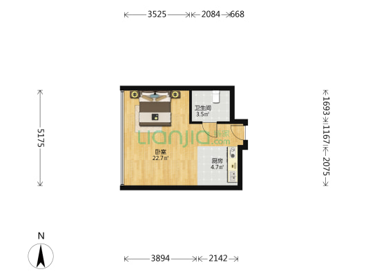 明宇金融广场 1室0厅1卫 48平方