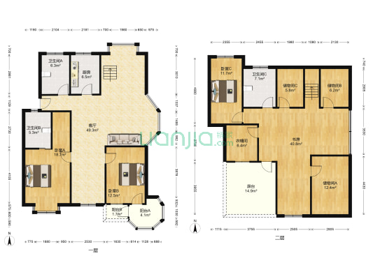 窑山花园 4室1厅3卫 125平方