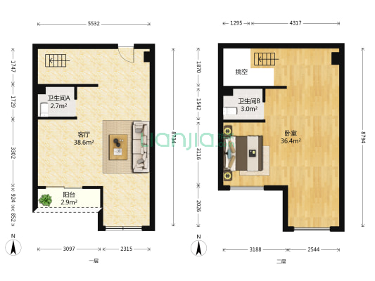 富春运河赋 1室1厅2卫 60平方