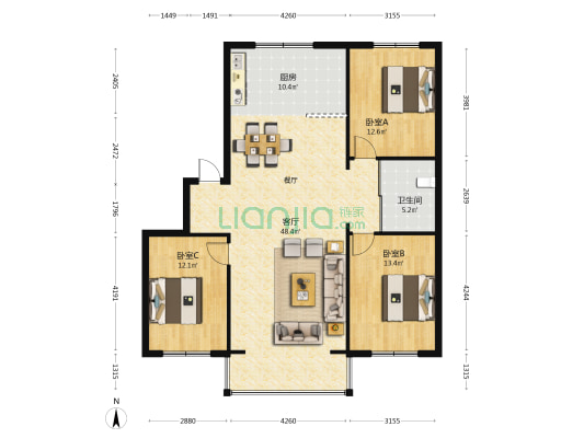 前锋汽贸小区 3室1厅1卫 130平方