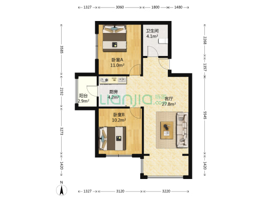 高鑫首府 2室1厅1卫 84平方