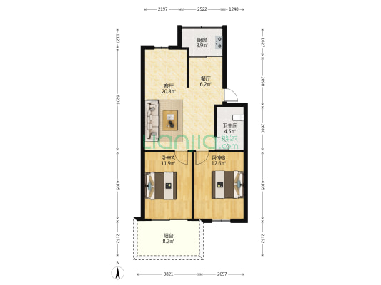 福屿三区 2室2厅1卫 76平方