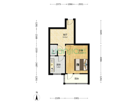 亚东小区 1室1厅1卫 43平方
