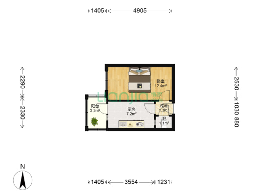 长春街 1室0厅1卫 30平方