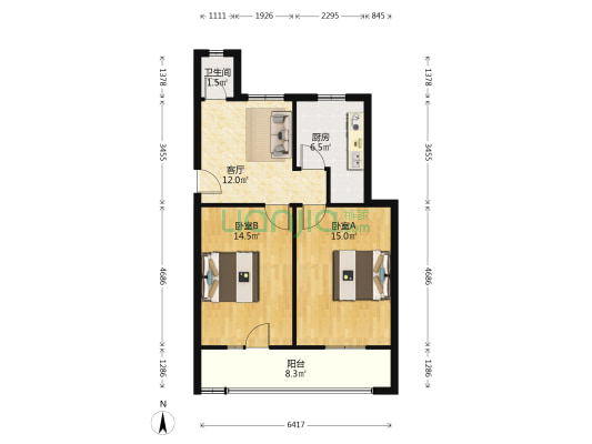堤东街 2室1厅1卫 65平方
