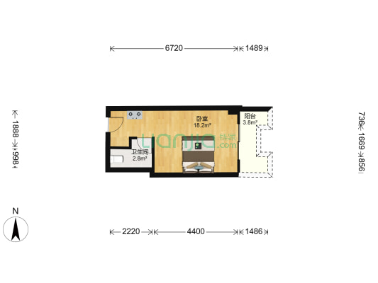 开源阳光城 1室0厅1卫 34平方