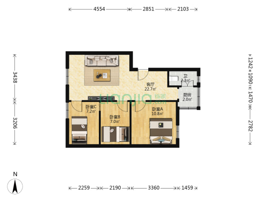 礼贤巷5号 3室1厅1卫 62平方
