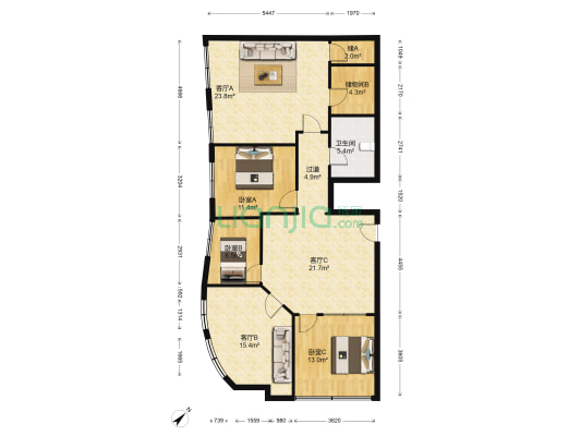 金冠大厦 3室3厅1卫 159平方