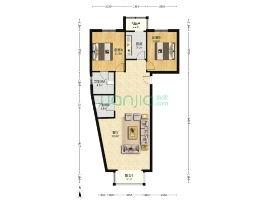 南北通透 次顶层 房本满五年 公园式社区-户型图