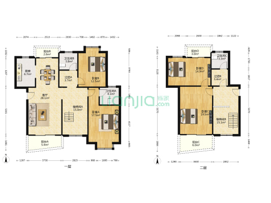润福花园 4室1厅3卫 117平方
