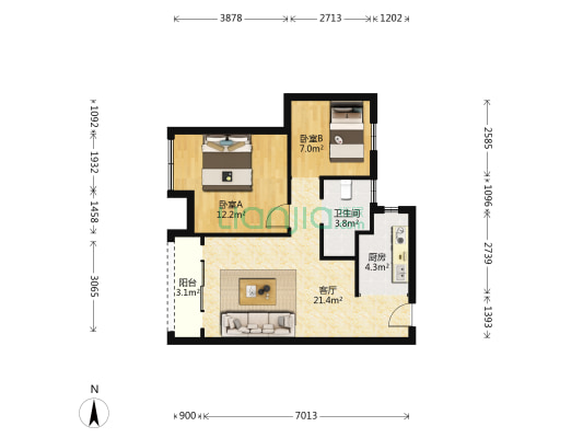 大华锦绣时代 2室1厅1卫 75平方