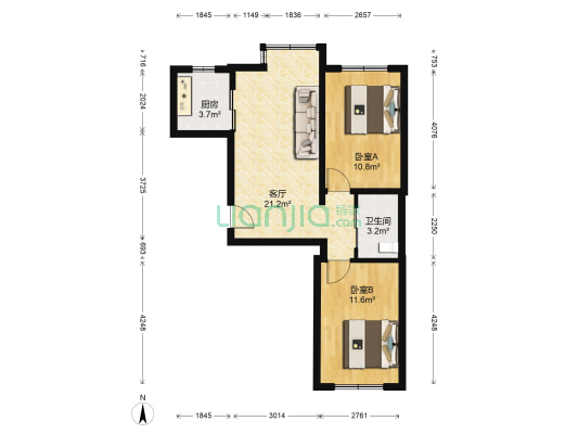 金鼎阳光苑 2室1厅1卫 75平方