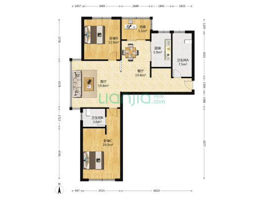 福瀛锦绣前城 3室2厅2卫 126平方