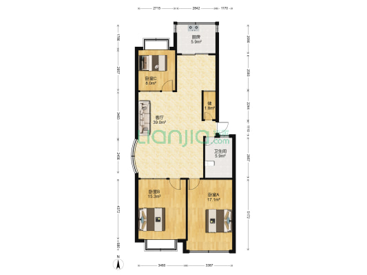 银河小区东华商住 3室1厅1卫 120平方