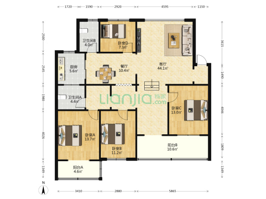 驿都小区 4室2厅2卫 156平方