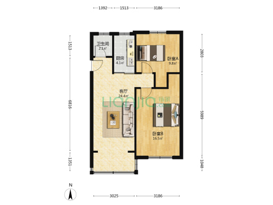 邮电小区 2室1厅1卫 75平方