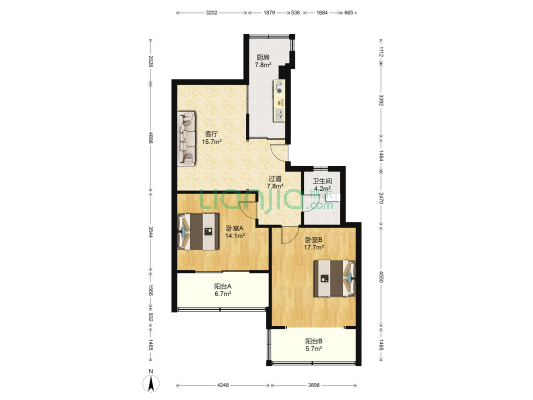 鲁迅园小区 2室1厅1卫 84平方