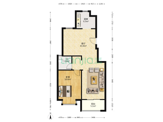 峨山佳苑 1室1厅1卫 97平方
