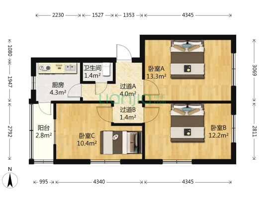 39中南山街 3室0厅1卫 64平方