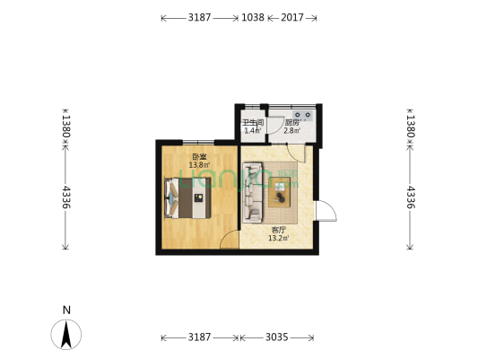 东郊路95号 1室1厅1卫 35平方