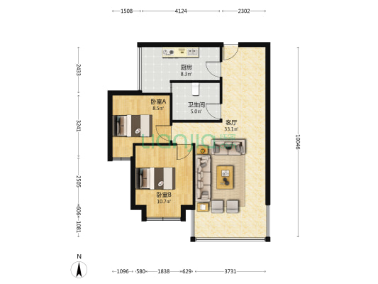 华源小区 2室1厅1卫 72平方