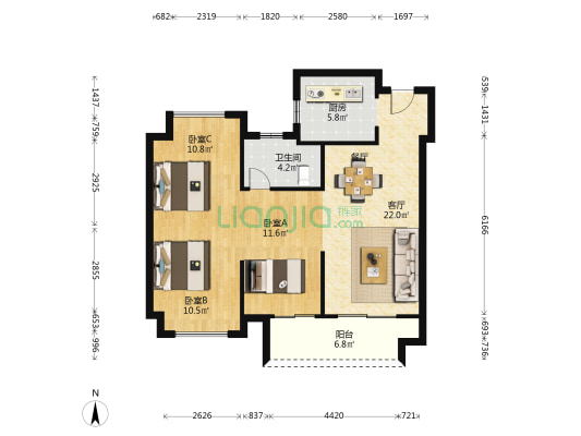 盐城·凤樾府 3室1厅1卫 94平方