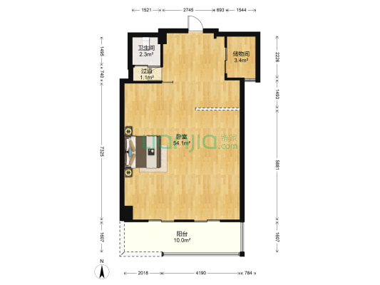 源利明珠 1室0厅1卫 94平方