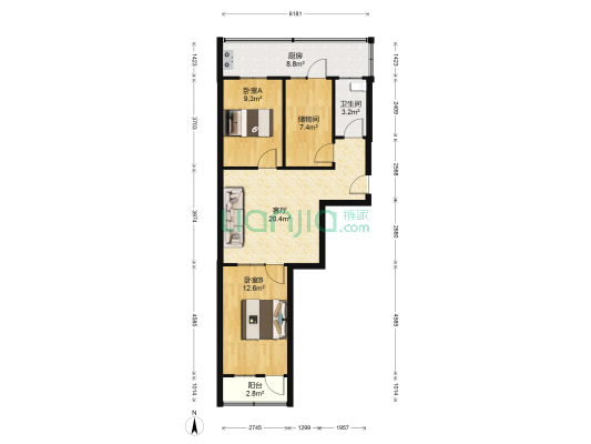 实力小区 2室1厅1卫 82平方