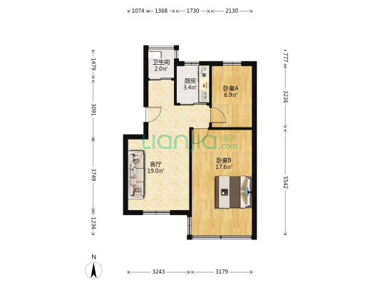 荣升小区 2室1厅1卫 59平方