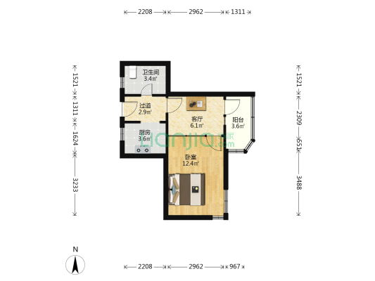 华强公寓 1室1厅1卫 49平方