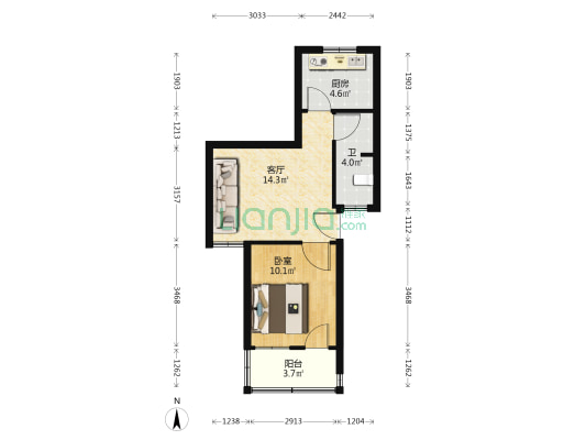 花园街67号 1室1厅1卫 50平方
