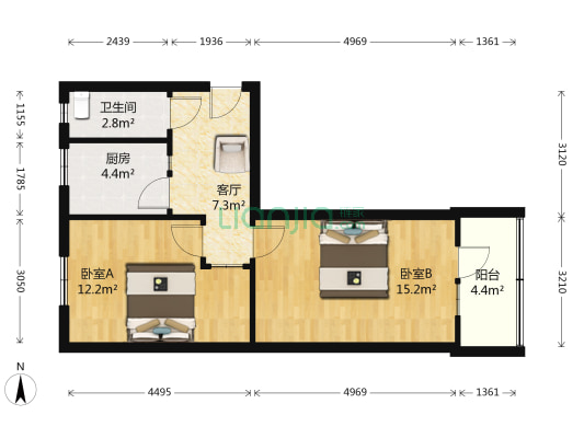 绥中南楼 2室1厅1卫 55平方