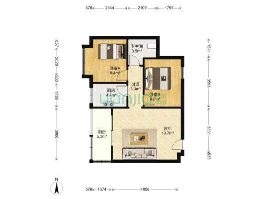 毓苑豪庭 2室1厅1卫 82平方