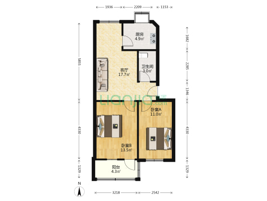 毛纺小区国税局家属院 2室1厅1卫 67平方