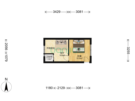 吕八街西 1室1厅1卫 26平方