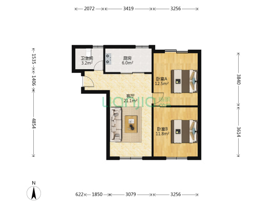 孝肃路185号 2室1厅1卫 68平方