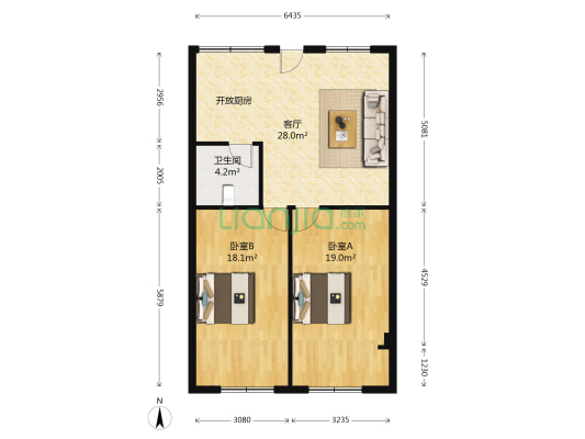 粮道大巷41号 2室1厅1卫 76平方