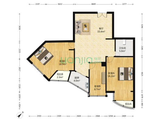 雅典花苑 3室1厅1卫 133平方