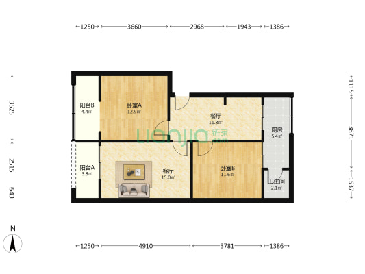 柳城镇东大街41号 2室2厅1卫 73平方