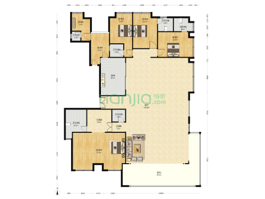 中欣楚天御府观澜 6室1厅6卫 377平方