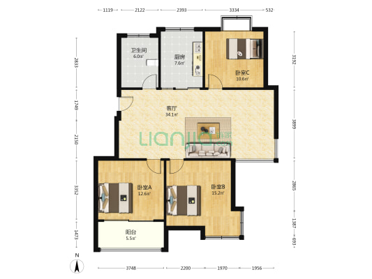 金榜世家 3室1厅1卫 112平方