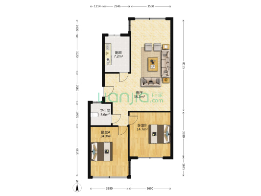仙家寨东小区 2室1厅1卫 94平方