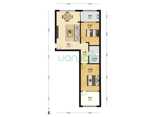 塑料六厂家属院 2室1厅1卫 98平方