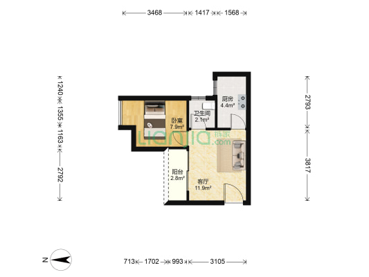 环湖雅居A区 1室1厅1卫 40平方