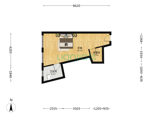 骏杰嘉和大厦 1室0厅1卫 44平方