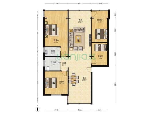 兰海小区（西区） 4室2厅1卫 153平方