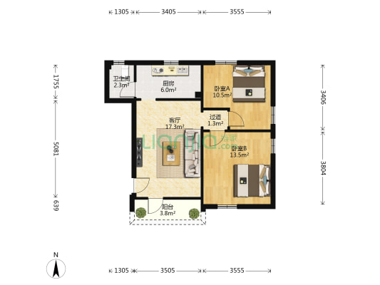真君里 2室1厅1卫 52平方
