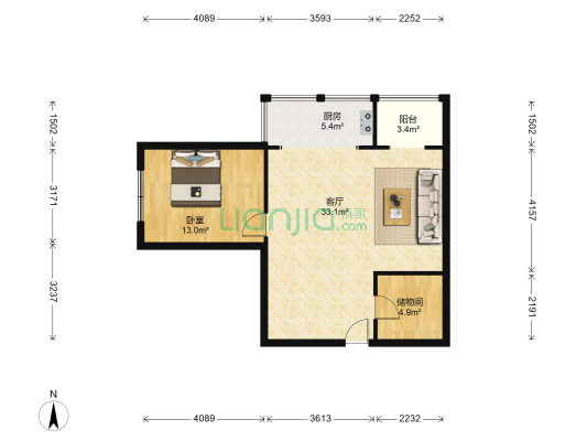 公交家园 1室1厅0卫 85平方
