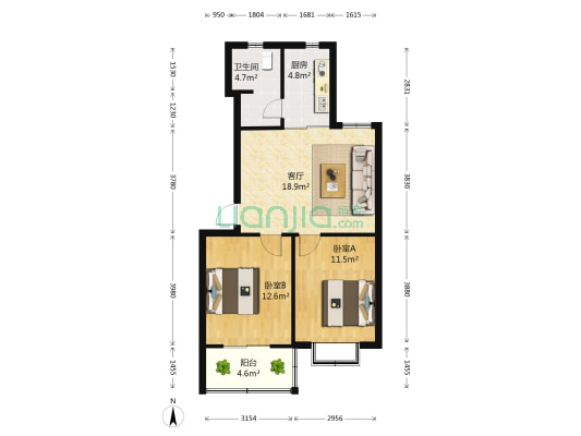 虹凌阁 2室1厅1卫 73平方