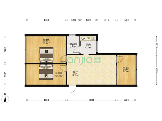 花溪大道北段252号 3室1厅1卫 85平方